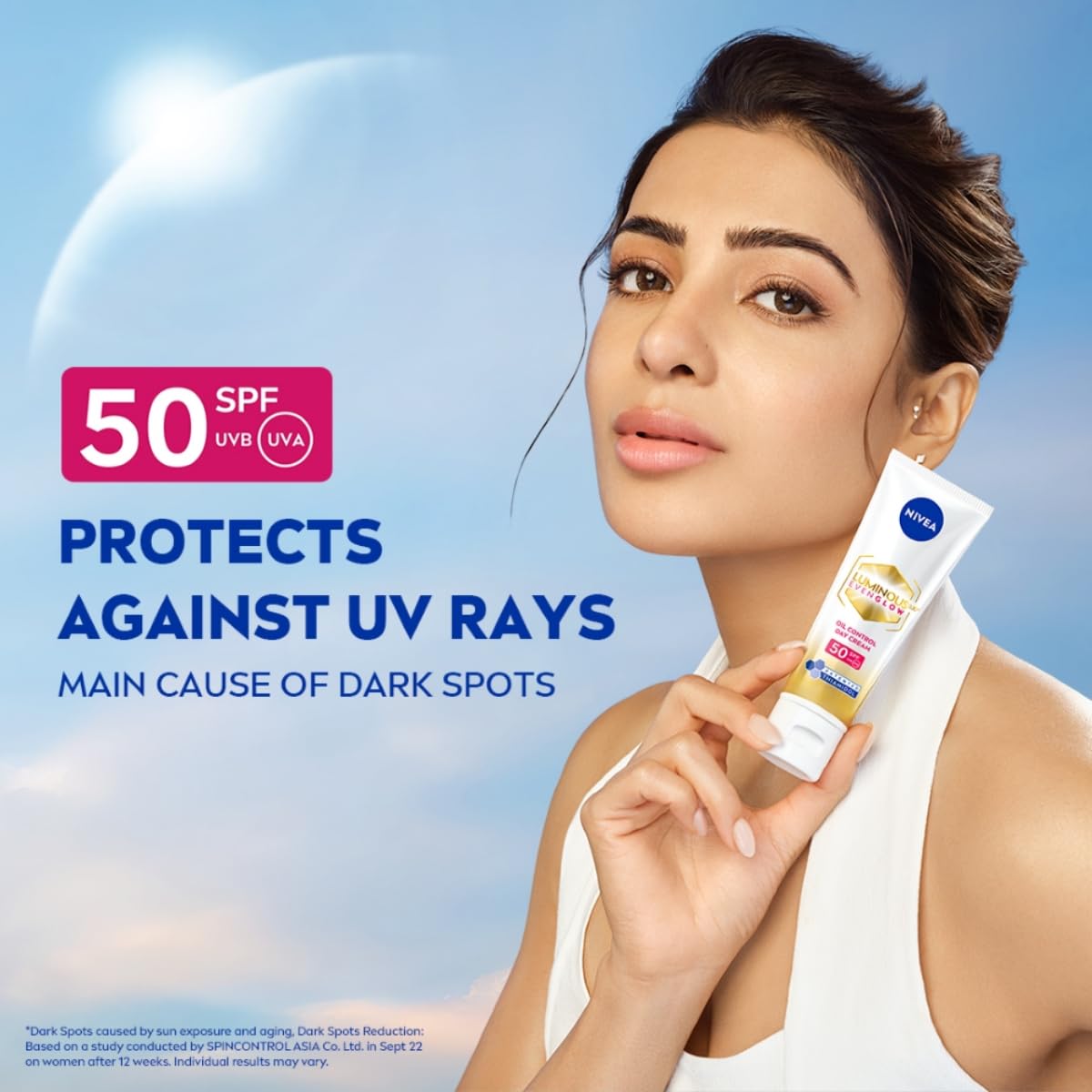 NIVEA Luminous Even Glow Oil Control Day Cream & Moisturizer SPF 50 | Patented Thiamidol (60X More Effective Than Vitamin C) | Dark Spots & Pigmentation | Oil Control, Brightening & Even Tone with Hyaluronic Acid | 40ml - Image 3