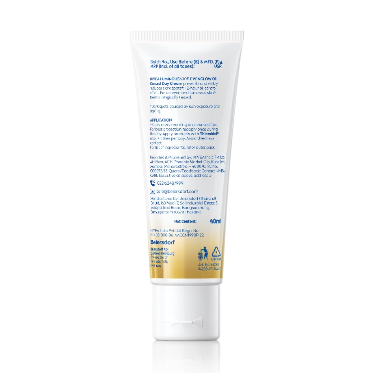 NIVEA Luminous Even Glow Oil Control Day Cream & Moisturizer SPF 50 | Patented Thiamidol (60X More Effective Than Vitamin C) | Dark Spots & Pigmentation | Oil Control, Brightening & Even Tone with Hyaluronic Acid | 40ml - Image 6