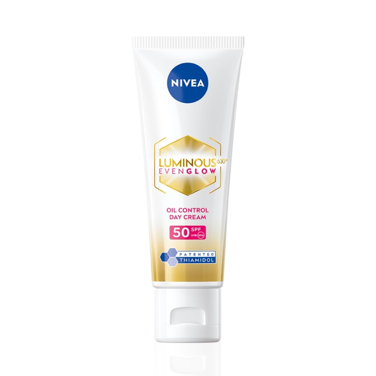 NIVEA Luminous Even Glow Oil Control Day Cream & Moisturizer SPF 50 | Patented Thiamidol (60X More Effective Than Vitamin C) | Dark Spots & Pigmentation | Oil Control, Brightening & Even Tone with Hyaluronic Acid | 40ml