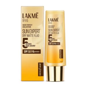 LAKMÉ Sun Expert, Dry Matte Fluid Sunscreen, 50ml, for Oily and Combination Skin, with 1% Niacinamide & Ceramide, SPF 50 PA++++, Quick Absorbing, no White Cast